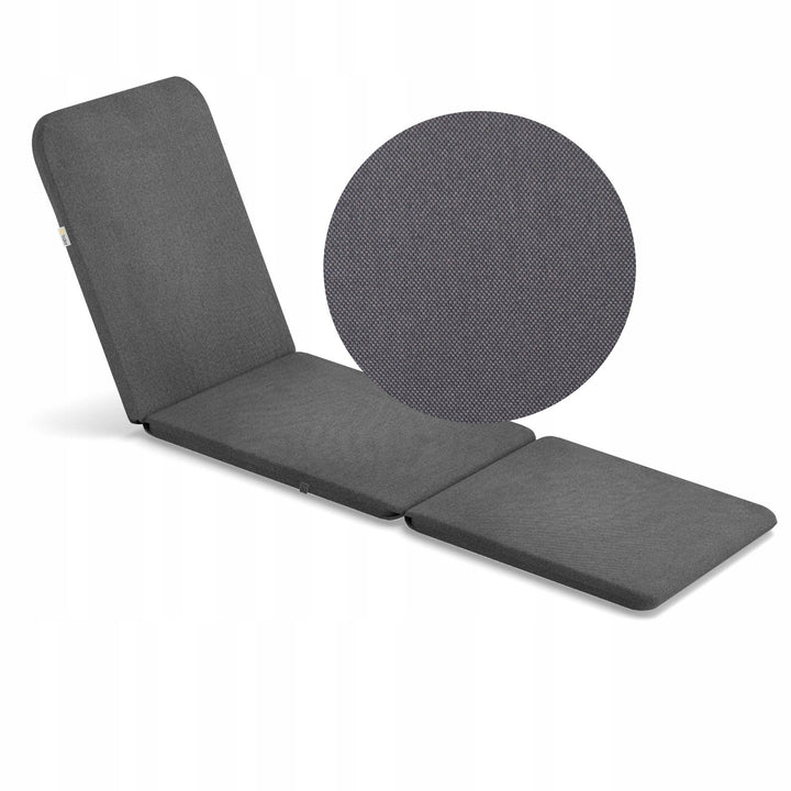 Jaipur Sun Lounger Adjustable Garden Lounge Chair, Brown + Jaipur Lounge Chair Cushion, Dark Gray, S-500 Fabric, Size 190x60 cm