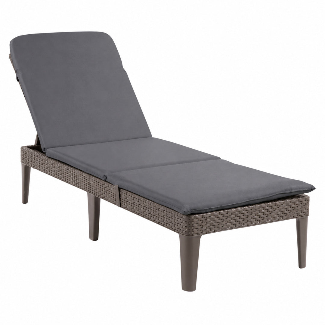 Jaipur Sun Lounger Adjustable Garden Lounge Chair, Brown + Jaipur Lounge Chair Cushion, Dark Gray, S-500 Fabric, Size 190x60 cm
