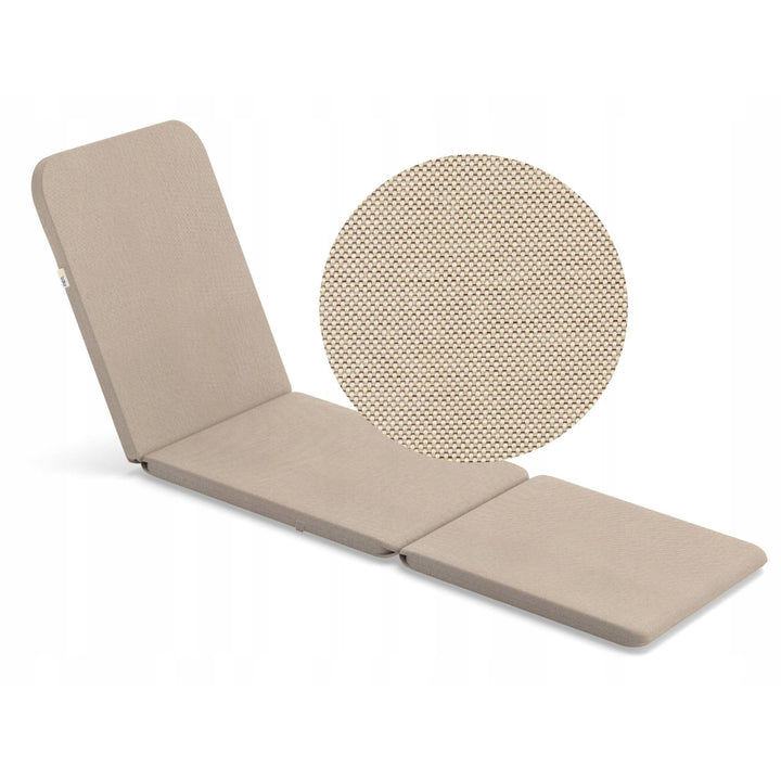 Jaipur Sun Lounger Adjustable Garden Lounge Chair, Brown + Jaipur Lounge Chair Cushion, Beige, S-550 Melange Fabric, Size 190x60 cm