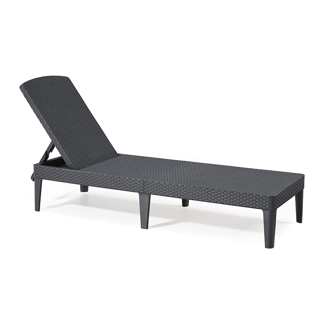 Jaipur Sun Lounger Adjustable Garden Lounge Chair, Graphite + Jaipur Lounge Chair Cushion, Dark Gray, S-500 Fabric, Size 190x60 cm