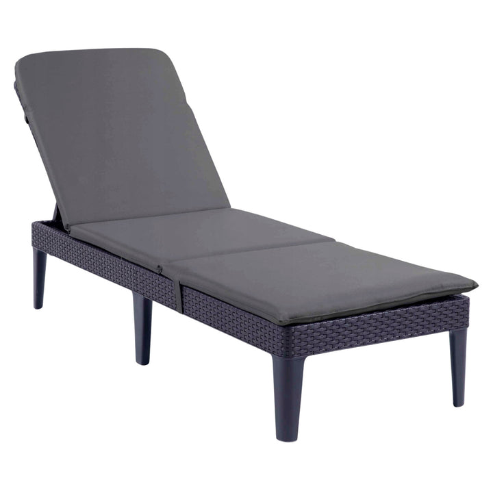 Jaipur Sun Lounger Adjustable Garden Lounge Chair, Graphite + Jaipur Lounge Chair Cushion, Dark Gray, S-500 Fabric, Size 190x60 cm