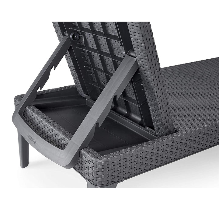 Verstellbare Gartenliege „Jaipur Sun Lounger“ in Graphit + Liegenkissen „Jaipur“, Farbe Beige, Stoff S-550 Melange, Größe 190 x 60 cm