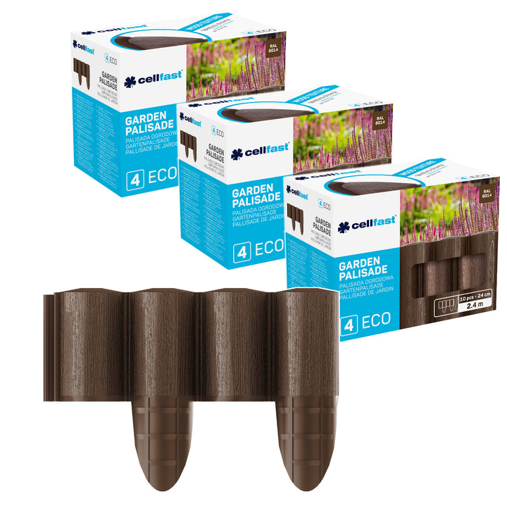 Cellfast Garden Fence, wood-grain finish, frost-resistant, 7.2 m long, brown, 34-031