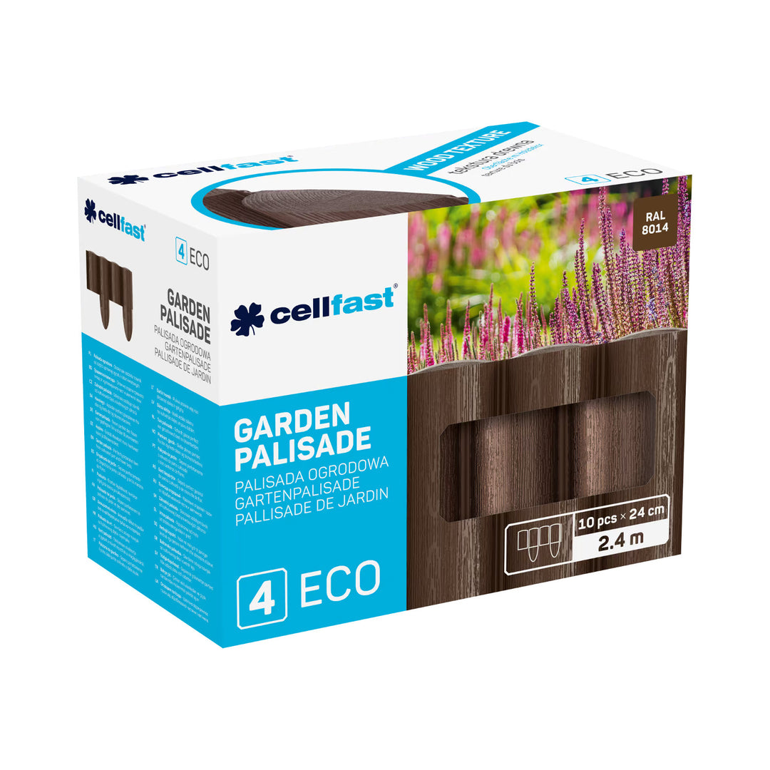 Cellfast Garden Fence, wood-grain finish, frost-resistant, 14.4 m long, brown, 34-031