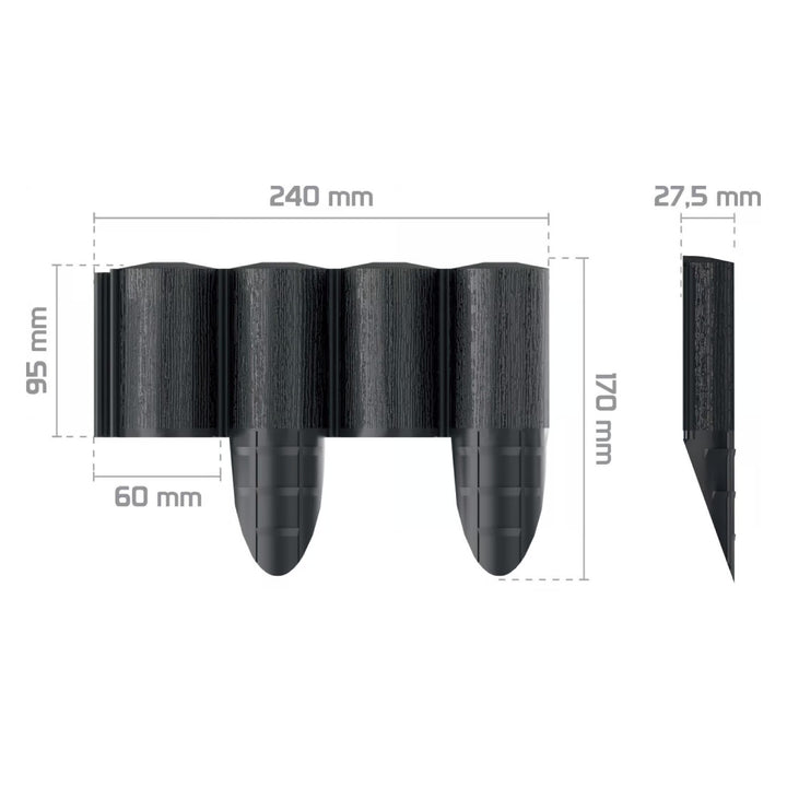 Cellfast Garden Fence, wood-grain texture, frost-resistant, 14.4 m long, anthracite color, 34-032
