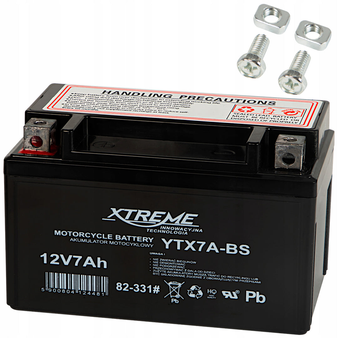 Xtreme Maintenance-Free Gel Motorcycle Battery, 12V, 7Ah, Left, 82-331