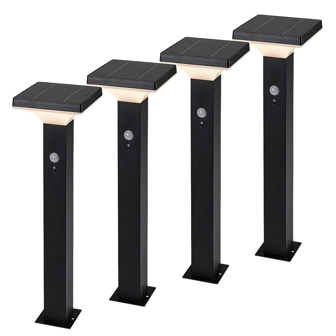Lámpara Rabalux, de exterior, solar, de pie, LED 4 W, IP44, negra, Geleen, 4 unidades