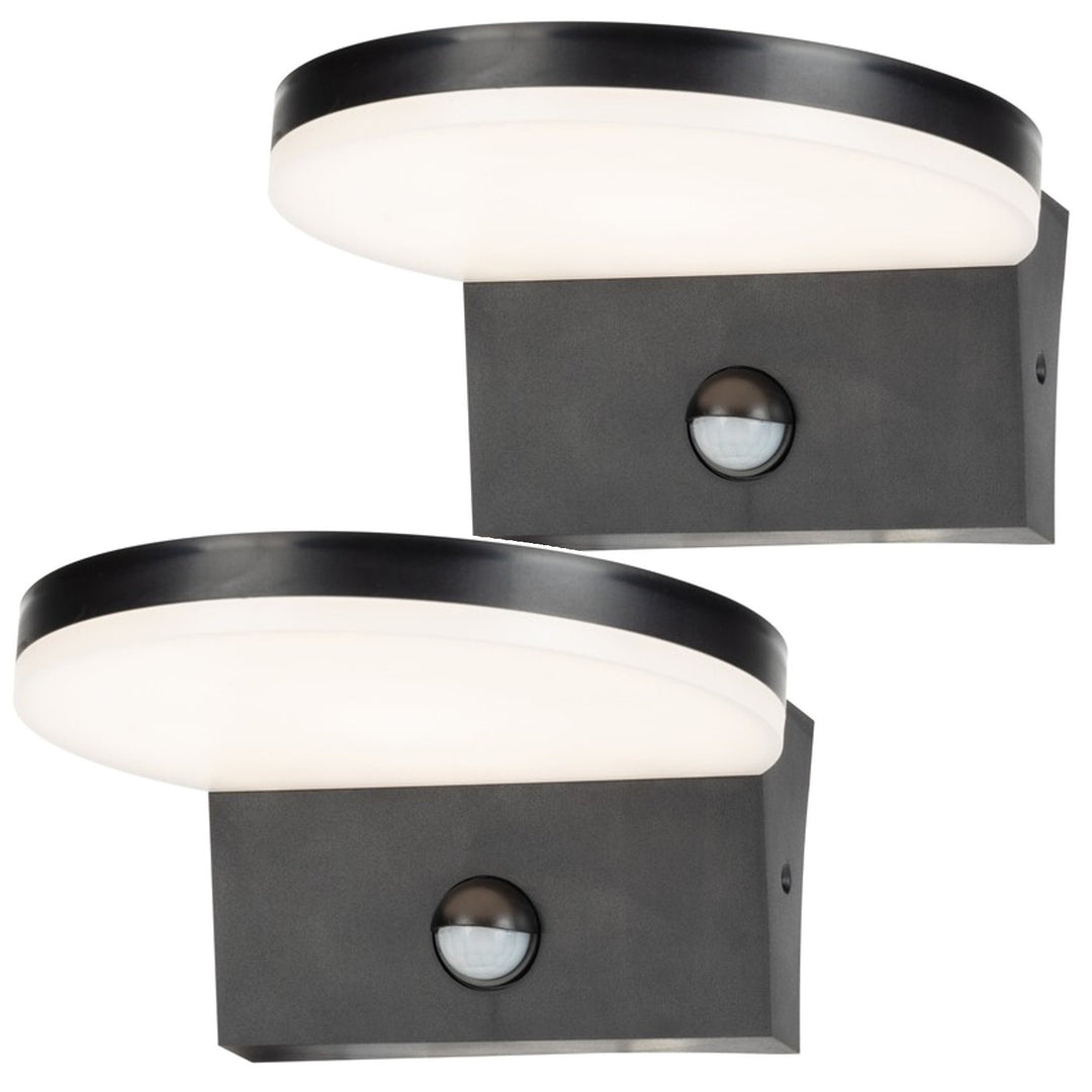 Rabalux Outdoor Wall Sconce, Motion Sensor, 9W, Black, Batida, 2 pieces