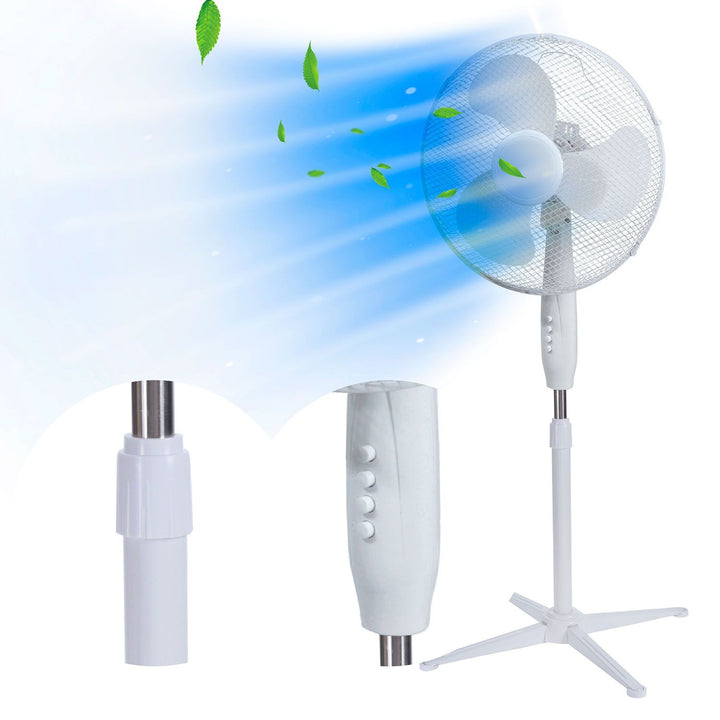 Extralink Floor Fan, white, 3 blades, 3 speed settings, 45W, adjustable tilt angle, ESF-40D-WH