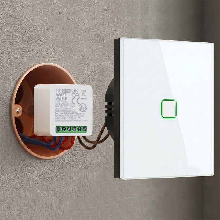 GreenBlue Flush-Mount WiFi Relay, Android/iOS/Alexa/Google Home, 100–240 V AC, 50/60 Hz, max. 16 A, for 150 W LEDs, GB739, 3 pieces