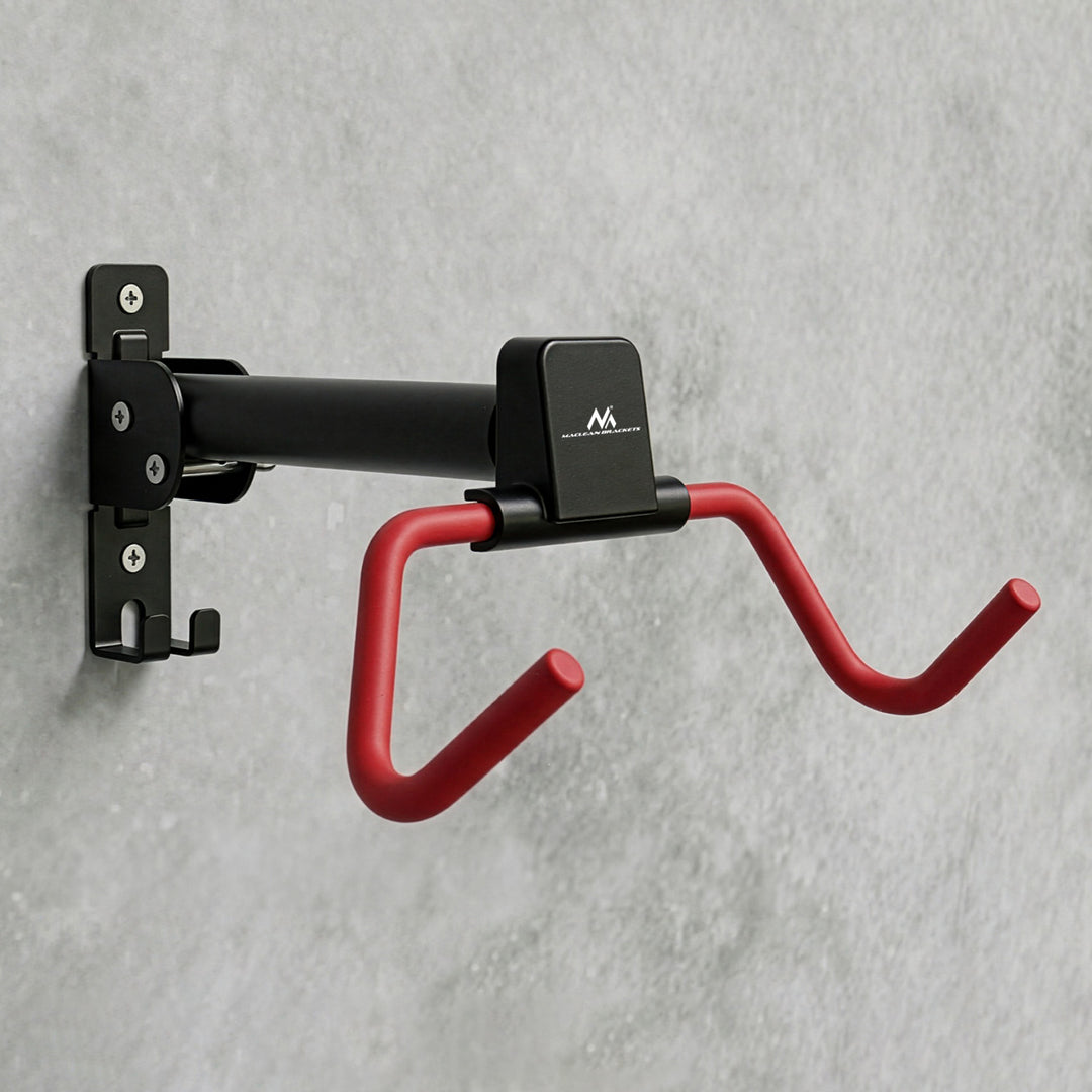 Maclean Horizontal Wall-Mounted Bike Rack, steel, max. load 30 kg, adjustable angle, MC-172, 3 pieces