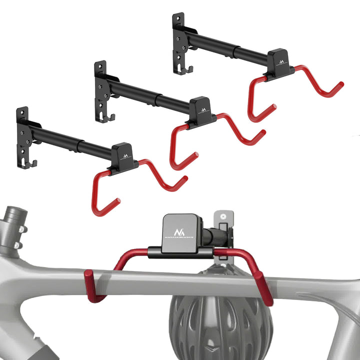 Maclean Horizontal Wall-Mounted Bike Rack, steel, max. load 30 kg, adjustable angle, MC-172, 3 pieces