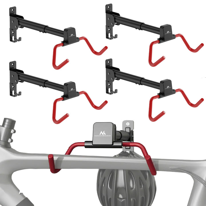 Maclean Horizontal Wall-Mounted Bike Rack, steel, max. load 30 kg, adjustable angle, MC-172, 4 pieces