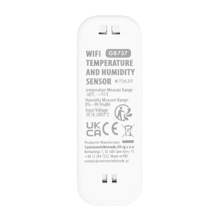 GreenBlue WiFi Temperature and Humidity Sensor, Android/iOS/Alexa/Google Home, 3.0V DC, LR03x2, GB737 (2 pieces) + 4x Varta Industrial 4003 AAA alkaline batteries