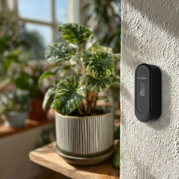 GreenBlue Outdoor WiFi Temperature and Humidity Sensor, Android/iOS, 3.0V DC, LR03x2, IP65, GB741 + 2x R-03 LR03 AAA Alkaline Batteries by Varta Industrial 4003