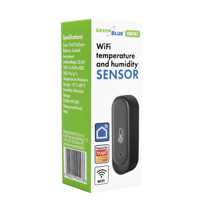 GreenBlue Outdoor WiFi Temperature and Humidity Sensor, Android/iOS, 3.0V DC, LR03x2, IP65, GB741 (2 pieces) + 4x Varta Industrial 4003 AAA Alkaline Batteries