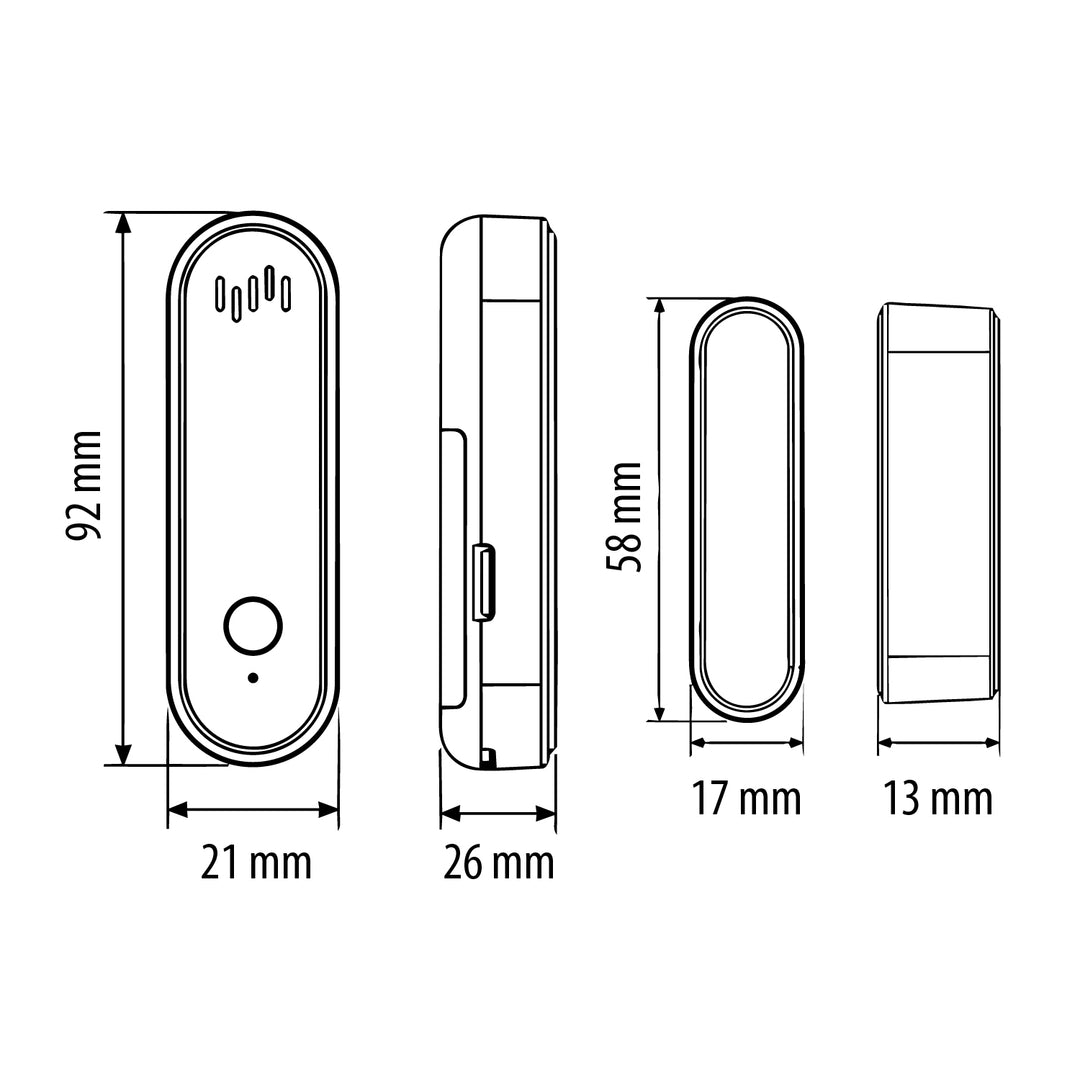 Drahtloser Reed-Schalter / WLAN-Öffnungssensor von GreenBlue, Android/iOS, für Türen / Fenster, 3,0 V DC, LR03x2, mit Alarm, GB478 + 2x R-03 LR03 AAA-Alkalibatterie von Varta Industrial 4003