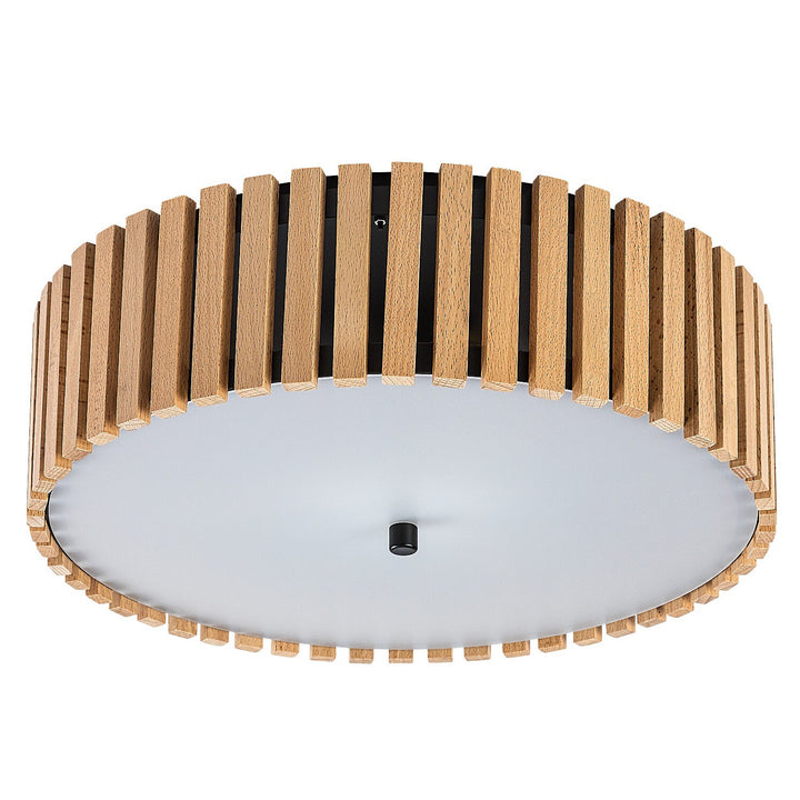 Rabalux Noxelle E27 3x MAX 25W IP20 Ceiling Light, Matte Black/Wood, 71420