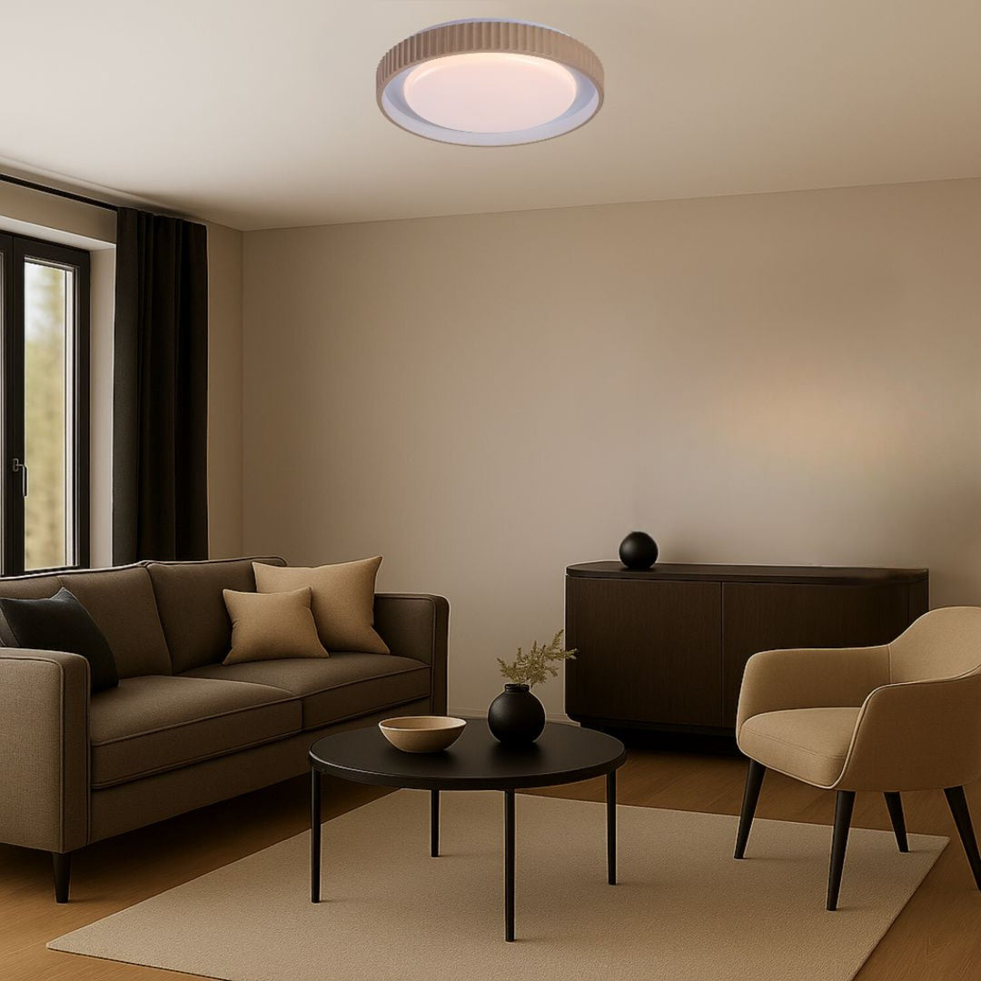 Pastello LED-Lampe 48 W, IP20, grau-beige, 3000–6500 K, Speicherfunktion mit Fernbedienung, Timer-Funktion, Nachtlicht-Effekt, 71345