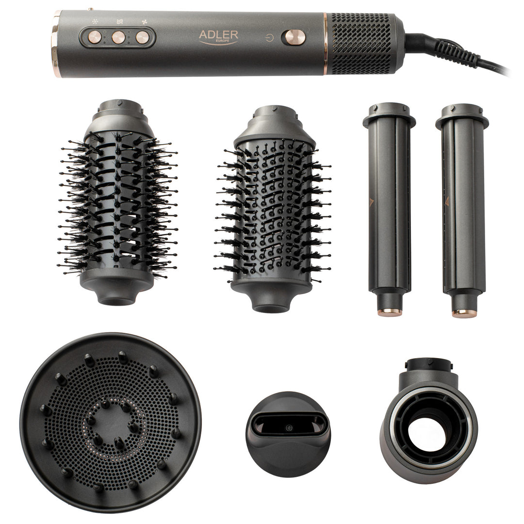 7-in-1 Hair Dryer and Curler - 7 attachments, ionization, cool air, 3 heat settings, 3 speed settings, travel case, AD 2030, Adler