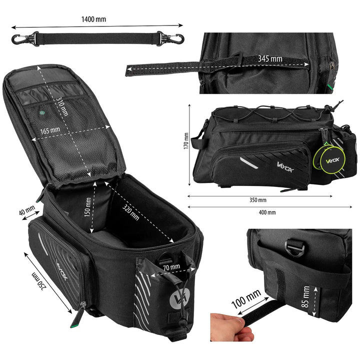 Sac, sacoche de vélo pour porte-bagages, arrière, capacité 12 l, imperméable, Vayox
