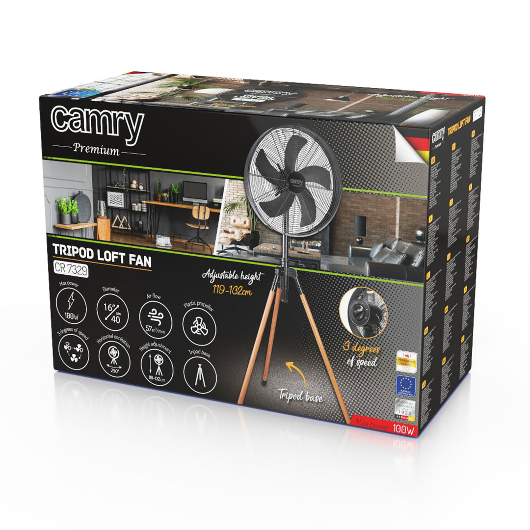 Ventilateur sur pied Loft 40 cm / 16”, hauteur 119-132 cm, CR 7329, Camry