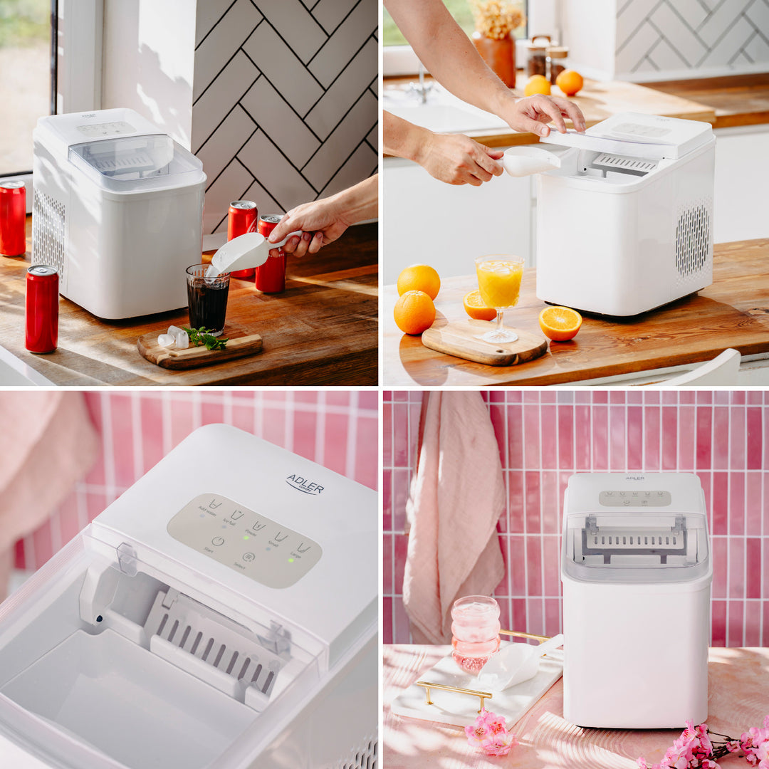 Ice maker, 12 kg/24h, 2 ice cube sizes, cleaning mode, quiet operation, touch panel, AD 8800, Adler