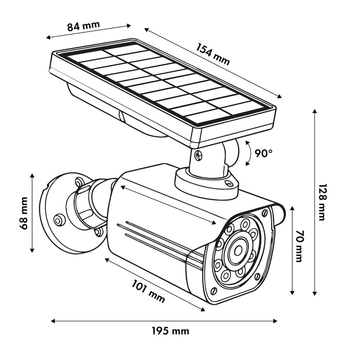 Solarbetriebene Attrappe einer Überwachungskamera, blinkende LED, Bewegungsmelder, LED-Beleuchtung, Aufkleber im Lieferumfang enthalten, SOL1800S/B, 2 Stück