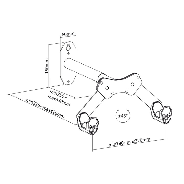 Maclean Wall-Mounted Bike Rack, 25 kg max, MC-457, 2 pieces