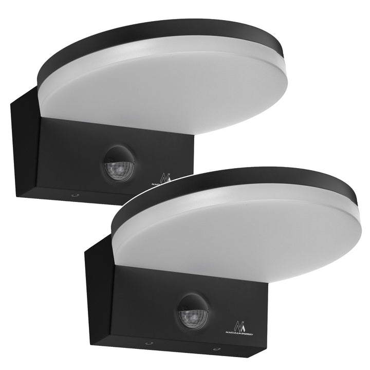 Maclean LED Light with Motion Sensor, PIR Motion Sensor, Black, 15W, IP65, 1560 lm, Neutral White (4000K) MCE344 B, 2 pieces