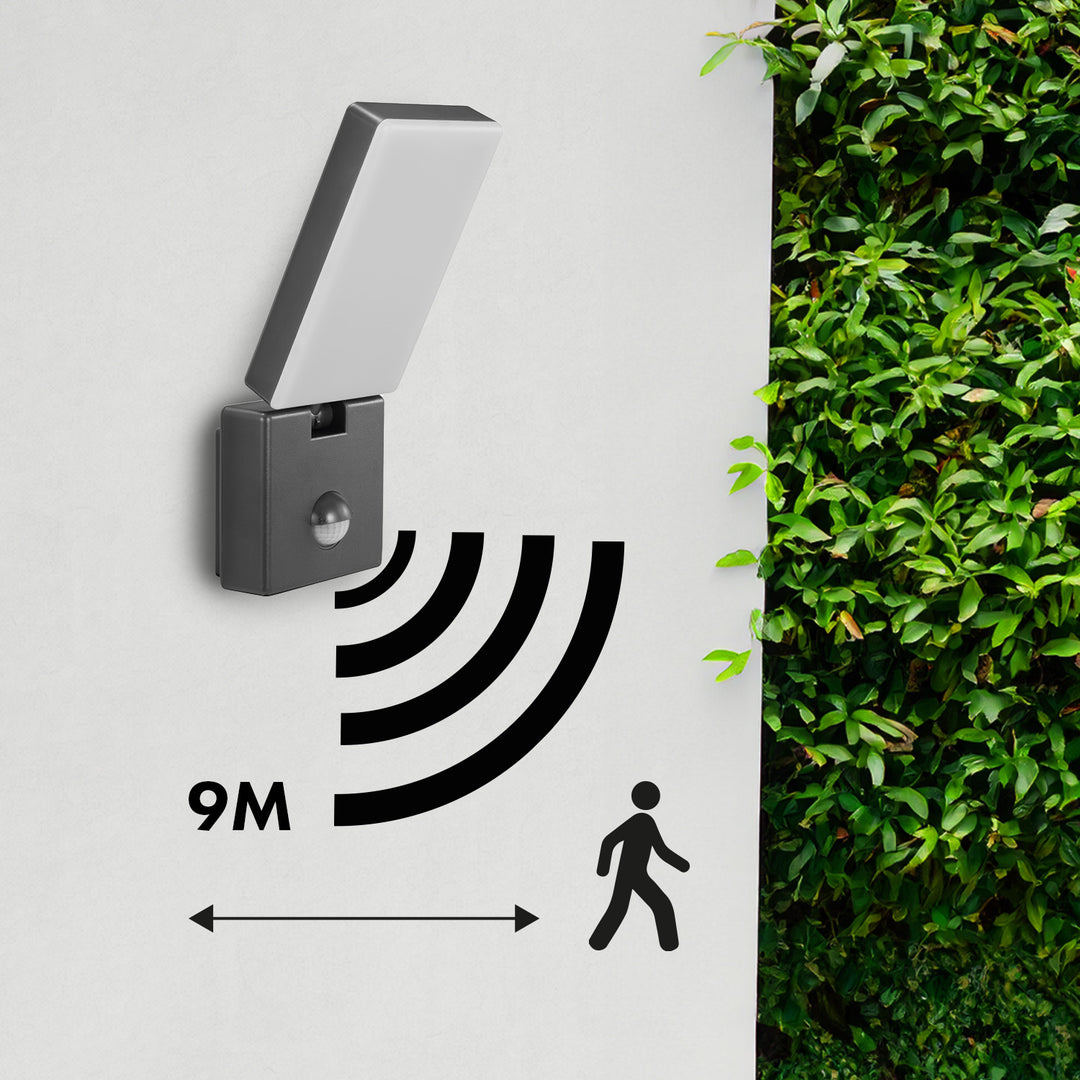 Maclean LED Light with Motion Sensor, PIR Motion Sensor, Gray, 10W, IP65, 800 lm, Neutral White (4000K) MCE516 GR, 2 pieces