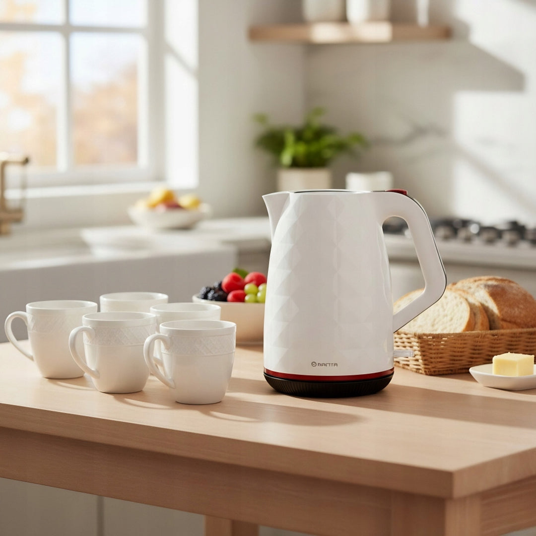 Hervidor eléctrico inalámbrico Manta ORISA de 1,7 l y 2200 W, color blanco
