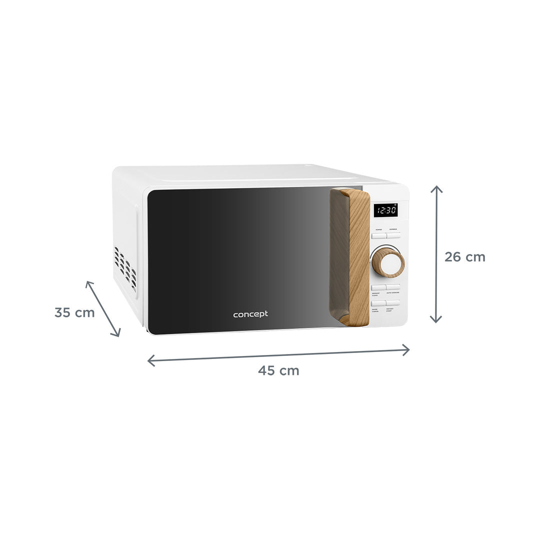 Concept-Mikrowelle, 5 Leistungsstufen, Auftaufunktion, Fassungsvermögen 20 l, Leistung 800 W, Farbe: Weiß, MT4420wh