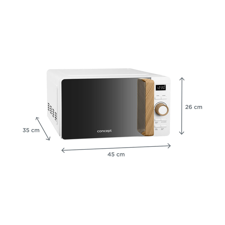 Concept-Mikrowelle, 5 Leistungsstufen, Auftaufunktion, Fassungsvermögen 20 l, Leistung 800 W, Farbe: Weiß, MT4420wh