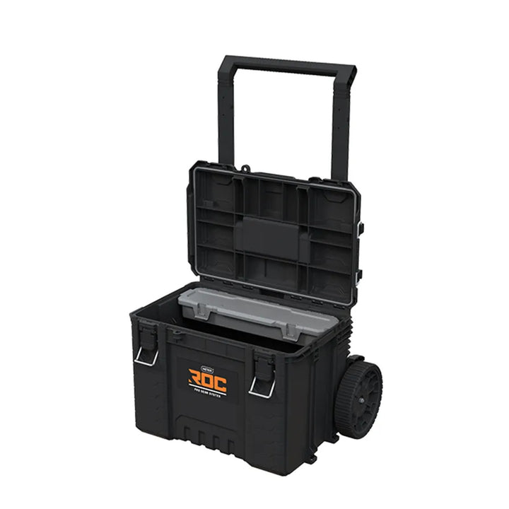 Set of 3 Keter ROC Pro Gear 2.0 tool chests, total capacity 110L, IP65 protection, removable telescoping handle, padlockable, 256982