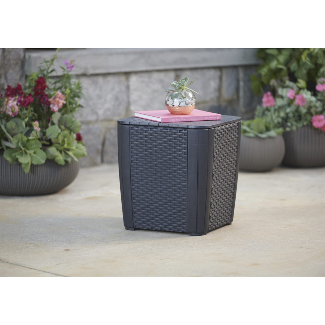 Keter Luzon Garden Table, with storage compartment, weight capacity up to 110 kg, weather-resistant, rattan-look, graphite color, 223932