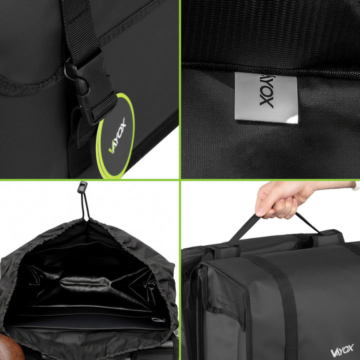 Doppelte PVC-Fahrradtasche für den Gepäckträger mit Halterung, schwarz, 40 l, VA0446, Vayox