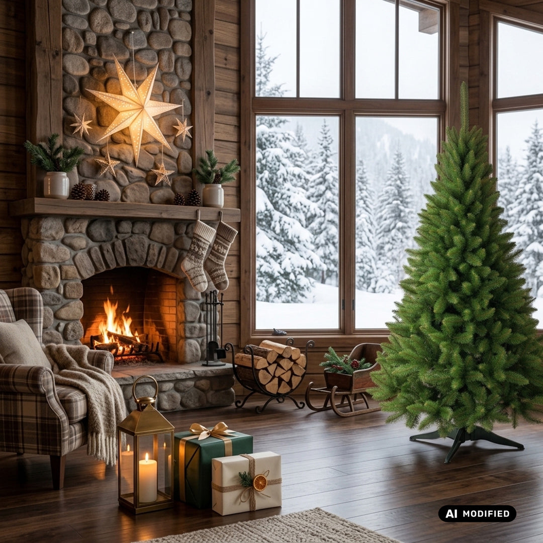 Árbol de Navidad de abeto con soporte Premium de 200 cm, frondoso y realista, Damich
