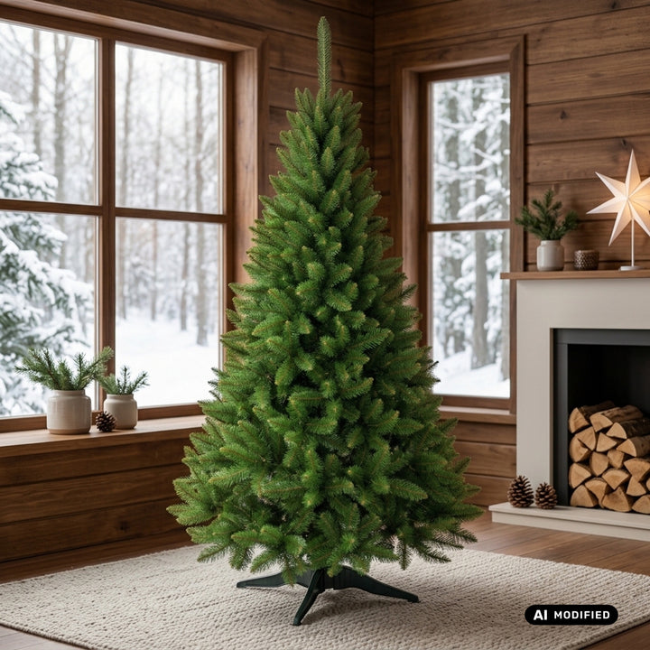 Árbol de Navidad de abeto con soporte Premium de 180 cm, frondoso y realista, Damich