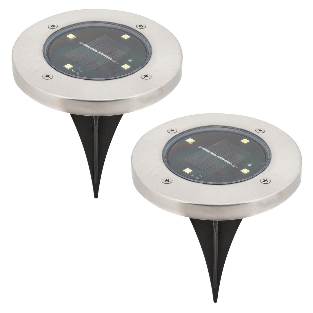 Rabalux Dannet Solar Garden Light, IP44, Satin Chrome, 7975, 2 pieces