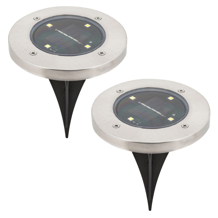Rabalux Dannet Solar Garden Light, IP44, Satin Chrome, 7975, 2 pieces