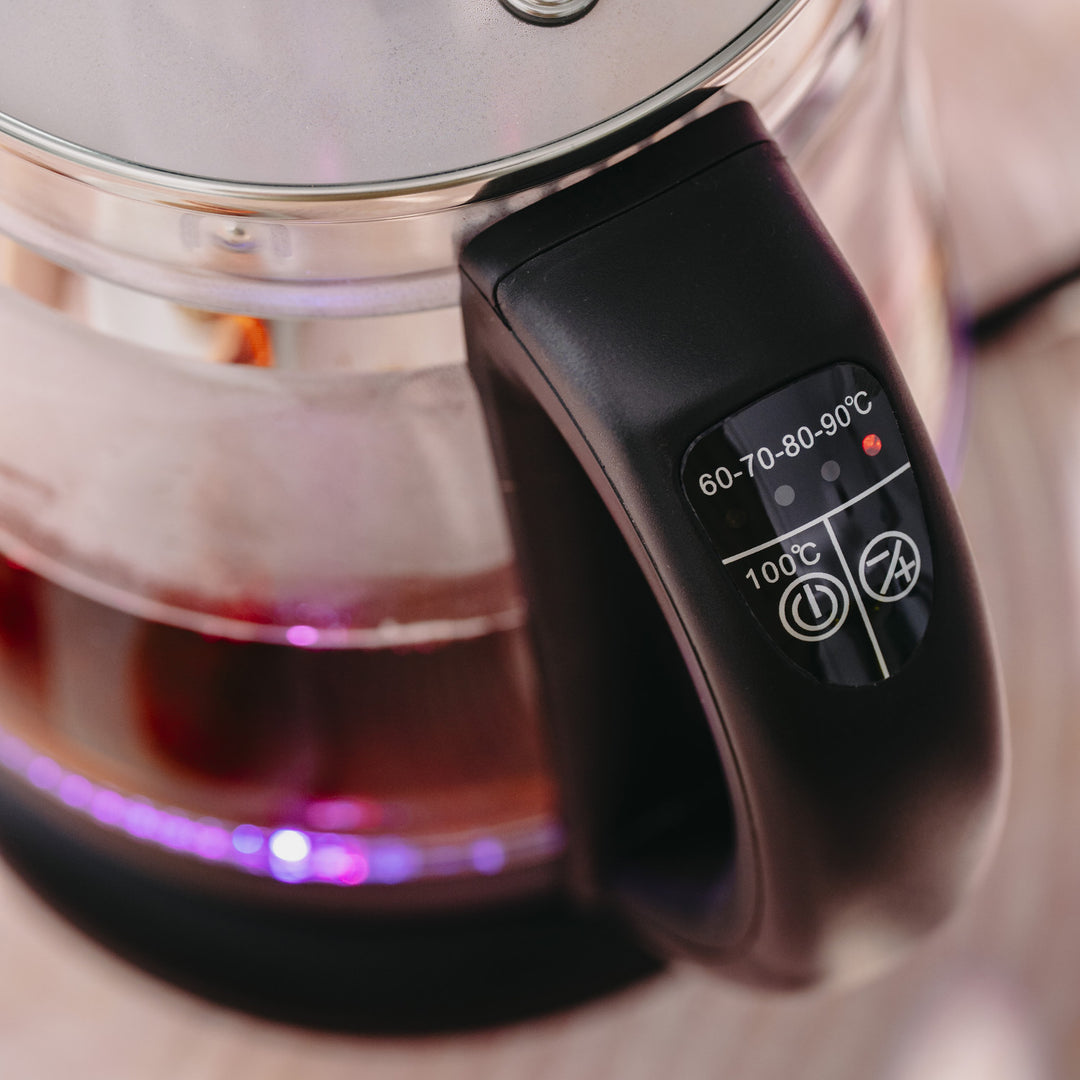 1.5 L Glass Kettle with Tea Infuser and Temperature Control, 2200W, LED, 60–100°C, Adler AD 1299, Black