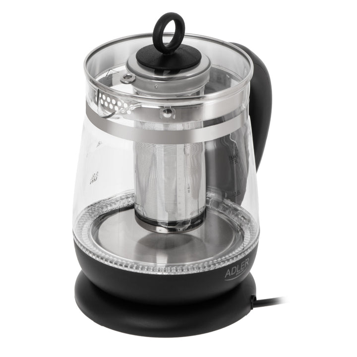 1.5 L Glass Kettle with Tea Infuser and Temperature Control, 2200W, LED, 60–100°C, Adler AD 1299, Black