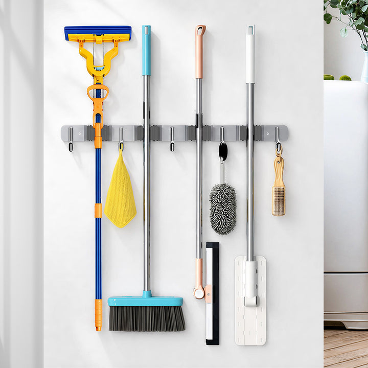 Maclean Wall-Mounted Organizer for Garden Tools and Mops, steel, with hooks, max. load 20 kg, width 49 cm, MC-184, 2 pieces