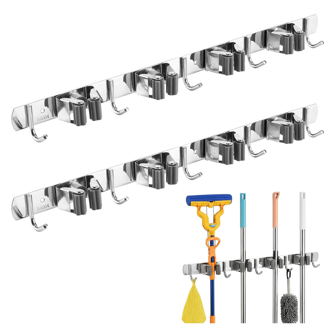Maclean Wall-Mounted Organizer for Garden Tools and Mops, steel, with hooks, max. load 20 kg, width 49 cm, MC-184, 2 pieces