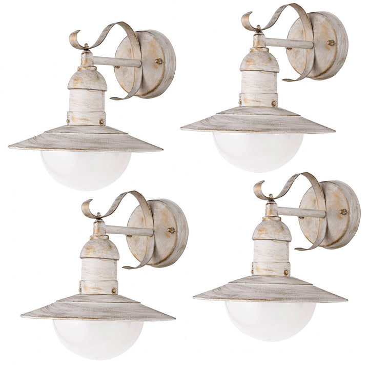 Rabalux Wall Sconce, Outdoor, IP44, E27, max 60W, Antique White, Oslo, 4 pieces