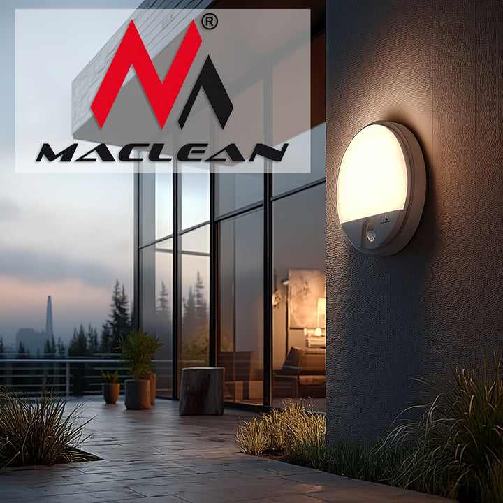 Maclean LED Light with Motion Sensor, PIR Sensor, White, 15W, IP54, 1100 lm, Neutral White, MCE291 W, 2 pieces