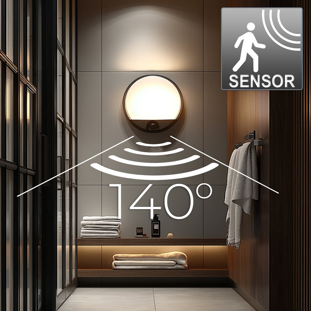 Maclean LED Light with Motion Sensor, PIR Sensor, Gray, 15W, IP54, 1100 lm, Neutral White, MCE291 W, 2 pieces