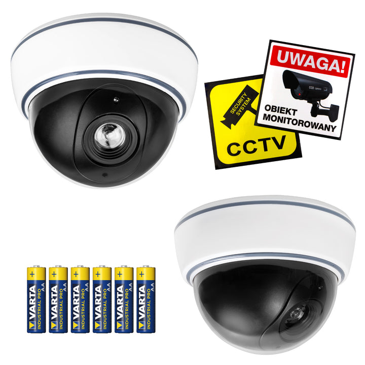 DC2300-Kuppel-Kameraattrappe mit blinkender LED, 2 Stück + 6x AA-Batterie von Varta Industrial