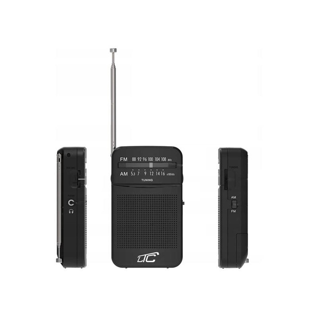 Radio de poche LXLTC2029C LEGA avec AM/FM/AUX, alimentation par piles LTC + 2 piles alcalines AA Varta Industrial